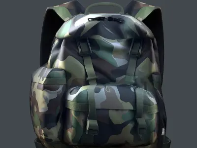 Backpack military combat Black baggage  Low-poly 3D model get