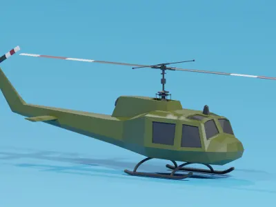 Bell UH-1 Iroquois Helicopter US Army Low-poly 3D model