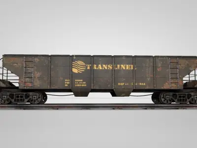Rusty Hopper Wagon 3D model
