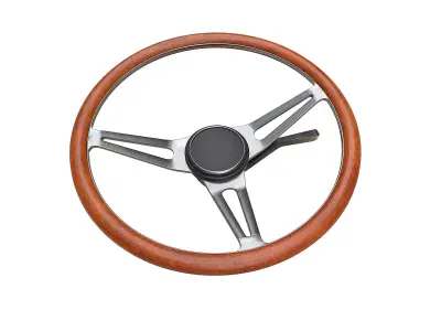 Retro Steering Wheel Low-poly 3D model