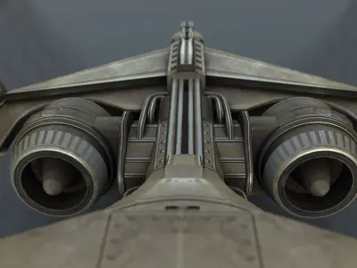 Futuristic Combat Jet Rigged Free low-poly 3D model