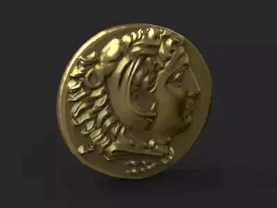 Alexander the great as Heracles pergamon coin 3D print model