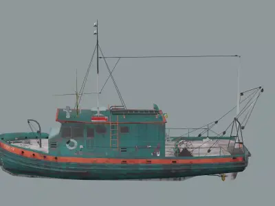 Old Fishing Boat BB Low Poly 3D Model Low-poly 3D model