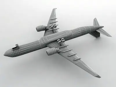 Airbus A330 Airliner - US Airways Low-poly 3D model