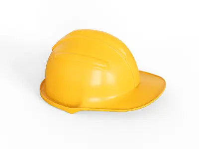 Worker Safety Helmet - Yellow Hard Hat for Construction Low-poly 3D model