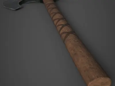Medieval Axe Low-poly 3D model 13