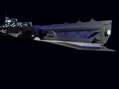 Large Spaceship Low poly 3D model Blender Free 3D model