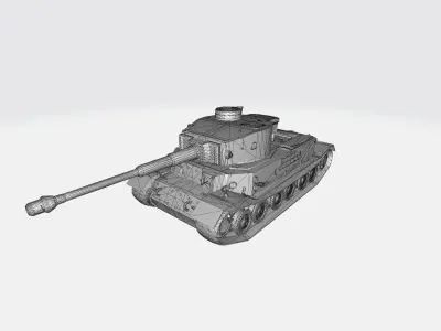 Tank Tiger P 3D model Low-poly 3D model