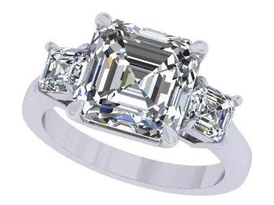 Asscher Stone Engagement Ring 3D print model purchase