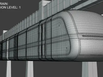 Elevated and maglev trains collection 3D Model Pack