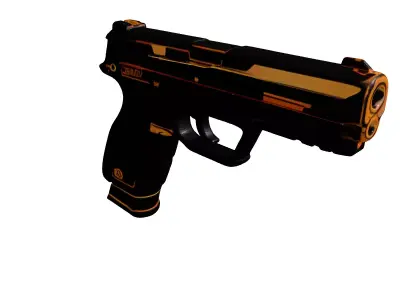 SciFi Handgun with Orange Glow 3D model