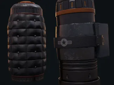 Grenade PBR low-poly 3d model launcher - launcher Low-poly 3D model