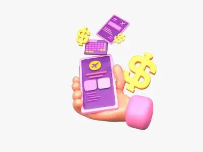 Online flight ticket booking 3D model