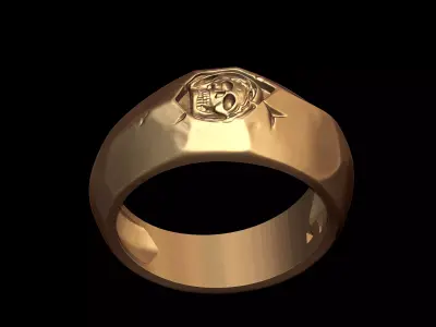Brutalist Skull Ring for Men 3D print model