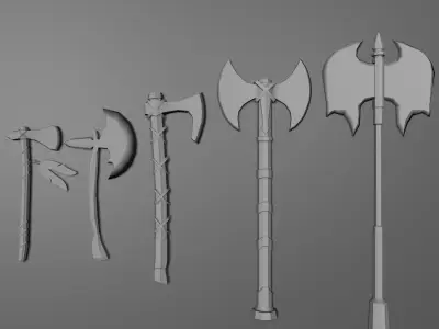 5 Axe Package Low-poly 3D model