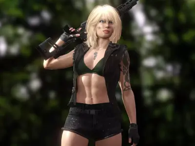 Sexy Female Sniper  3D model