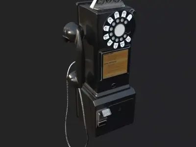 Western Electric 3-slot Payphone 1957 PBR  Low-poly 3D model