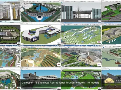 Collection 18 Sketchup Recreational Tourism models 3D Model Pack purchase