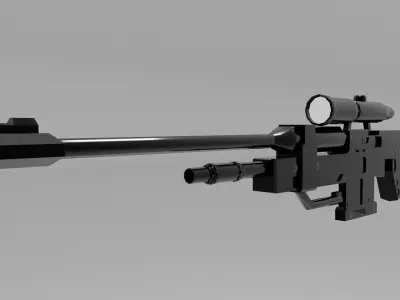 Snipper gun with scope Low-poly 3D model