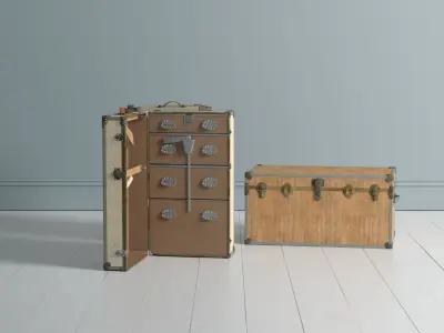 Antique Travel Trunks 3D model