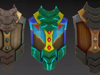 Shield with 3 style paint 3D Model Pack