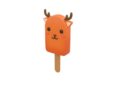 Cartoon Deer Ice Cream Cute Low-poly 3D model
