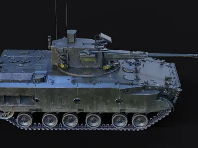 2S38 Derivatsiya PVO Russian Game Ready LODs Rigged Low-poly 3D model