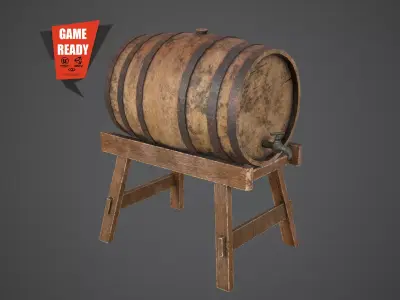 BARREL OLD 2 Game Ready PBR Low-poly  Low-poly 3D model