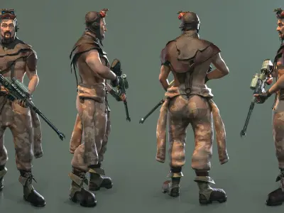 3D Military-Hunter-Post Apocalypse Character Low-poly 3D model