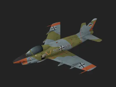 Italian aircraft  Fiat G-91 painted game model Low-poly 3D model Low-poly 3D model
