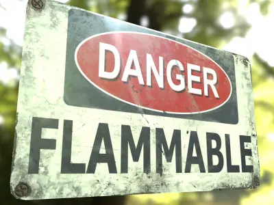 Sign Danger Flammable Game Ready PBR Textures 3D model Low-poly 3D model