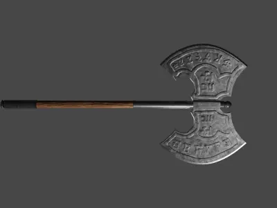 Poleaxe with slavic runes Low-poly 3D model