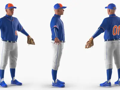 Baseball Player Rigged Generic 4 for Cinema 4D 3D Model