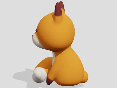 Cute fox sitting  3D model