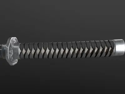 Katana samurai sword 3D model 5
