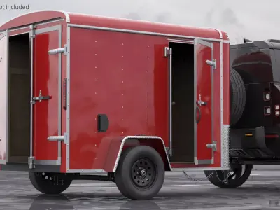 Compact Enclosed Road Trailer Red 3D model purchase