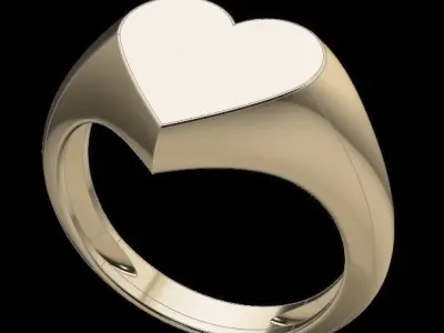 Dainty Heart Signet Ring Mix Size 3D print model