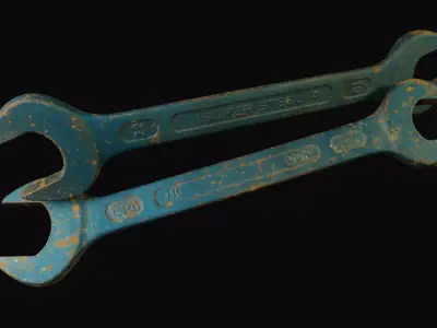 Rusty Steel Wrench from the German Democratic Republic 3D model
