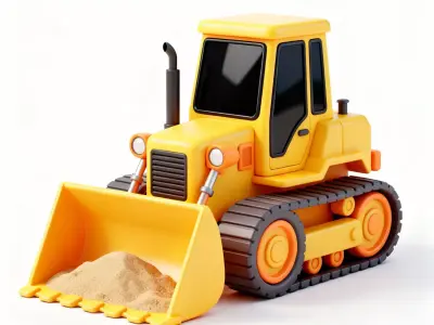Summer Sand Construction Bulldozer 3D Model Low-poly 3D model