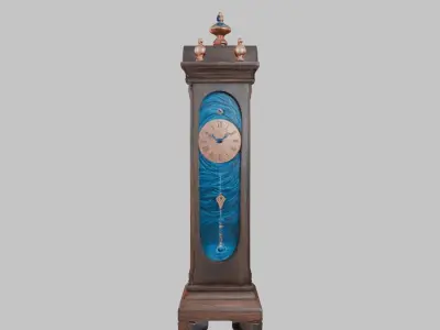 Ancient Vintage Victorian Wall Wooden Clock Pendulum Low-poly 3D model