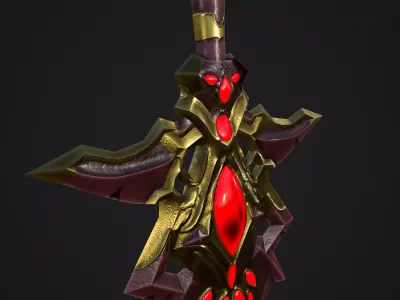 Ancient Blood-Rune Greatsword Gameready Low-poly 3D model