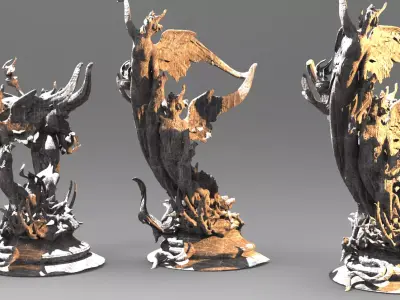 Dantes Angel flame statue collection 3D model
