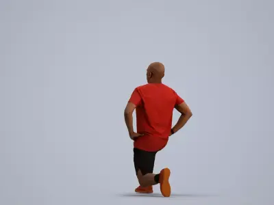 00373Carl006 - Adult Black male crouching while exercising in 3D model