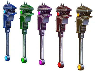 a set of cutting weapons Low-poly 3D model 4