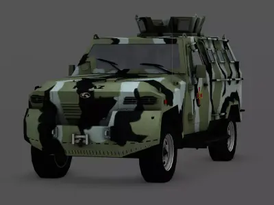  KRAZ Cougar 6x6 Heavy Military Truck Ukrainian Cargo Truck  Low-poly 3D model