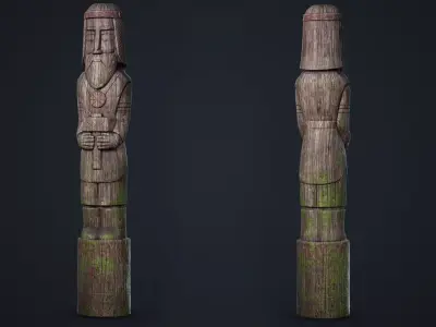 Wooden Totem 9 Low-poly 3D model
