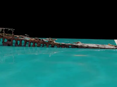 Shipwreck bridge in water 3D model