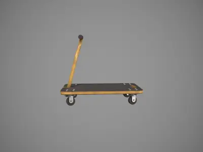 Transport Trolley - Yellow Low-poly 3D model