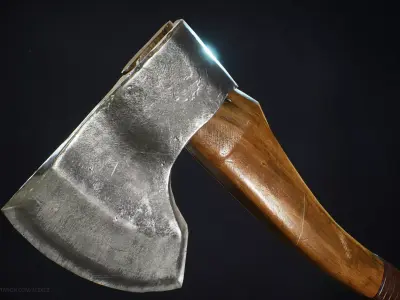 Game-ready Forest Axe Low-poly 3D model