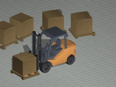 low polly forklift Free low-poly 3D model